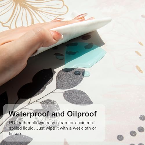 QiyI PU Leather Large Mouse Pad, Office Decor, 31.5" x 11.8", Boho Botany
