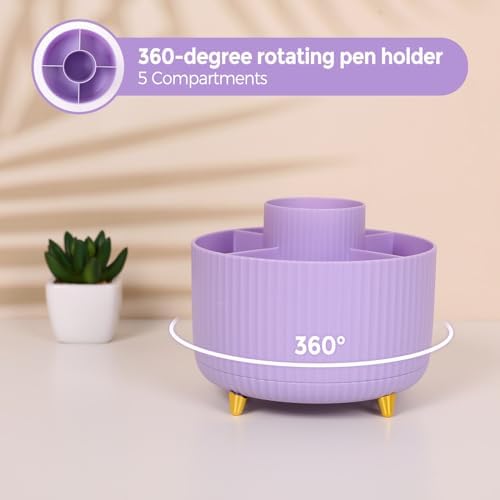 SKYDUE Purple Office Supplies Set with Pencil Holder for Desk,11 PCS