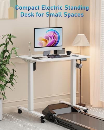 32" Small Rolling Electric Standing Desk Adjustable Height for Home Office