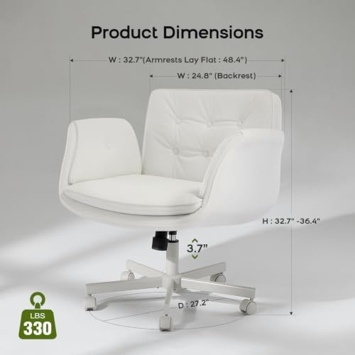 amseatec Criss Cross Office Chair, Swivel Makeup Vanity Chair with Wheels