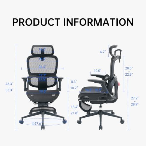 SIHOO B300 PRO Ergonomic Office Chair with Footrest, 300 LBS, Dark Black