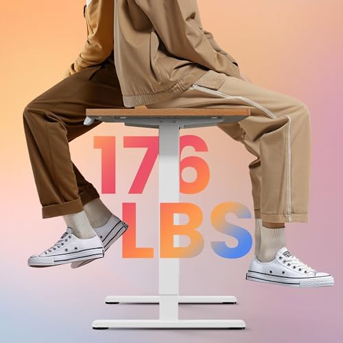 HUANUO 40x24 Inch Electric Standing Desk, Adjustable, Light Vintage Brown