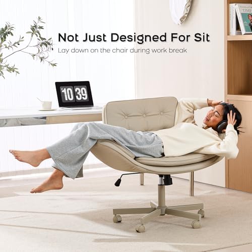 amseatec Criss Cross Office Chair, Swivel Makeup Vanity Chair with Wheels