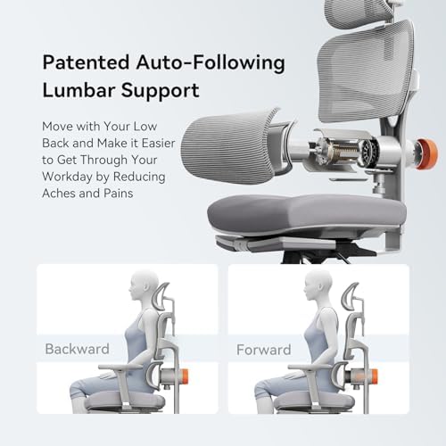 Newtral Office Chair Ergonomic - Home Office Desk Chair, Back Pain Chair with Auto-Following Lumbar Support, 4D Armrest, Seat Depth and Height Adjustable