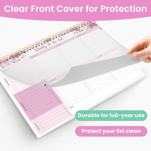 Weekly To Do List Notepad with 52 Undated Sheets（8.5"×11"）- Undated Weekly Planner Notepad for Office Desk Accessories and Supplies - Pink Whisper