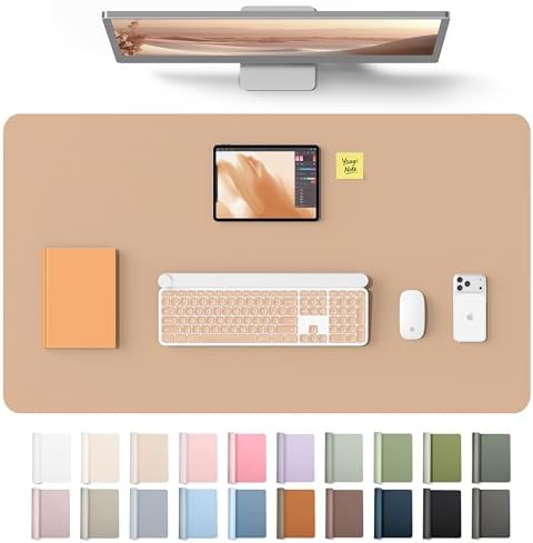 YSAGi Leather Desk Protector, Office Mat, Large Mouse Mat, Non-Slip PU Leather Blotter, Laptop Desk Mat, Waterproof Writing Pad for Office and Home(Latte, 40" x 24")