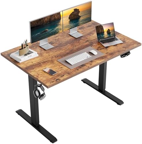 Agilestic Electric Height Adjustable Standing Desk, 48 Inch, Rustic Brown