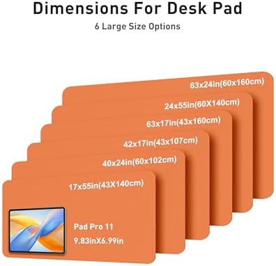 Aothia Faux Leather Desk Mat - Large Mouse Pad, Non-Slip PU Leather Blotter, Waterproof Writing Surface for Office and Home (Hermes Orange, 40" x 24")