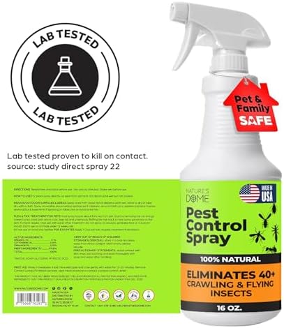 Pest Control Kit Indoor and Outdoor - Natural Ant Spray Starter Kit, 3 Concentrate Vials + Sprayer Makes 48 Oz | Nature's Dome Plant-Based Roach, Spider, Fly, Flea & Tick Killer Spray for Home