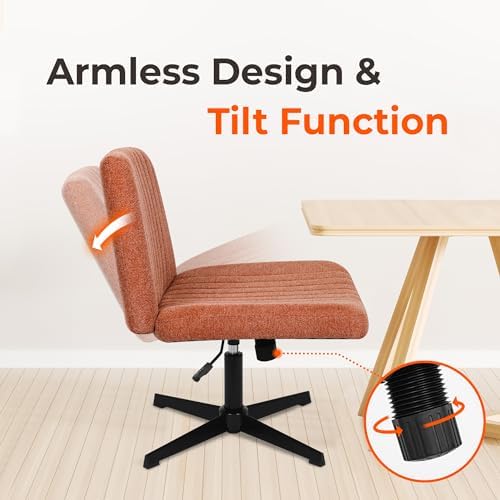 NEO CHAIR Criss Cross Chair with No Wheels, Cozy Wide Armless Seat, Brown
