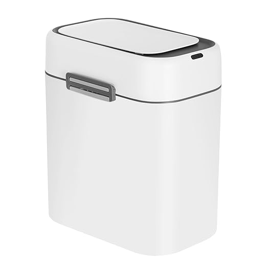 FDW 2.2 Gallon Bathroom Trash Can with Lid, Automatic Sensor Plastic Waste Bin Slim and Small Trash Can for Living Room,Bedroom,Office (Pack of 1)