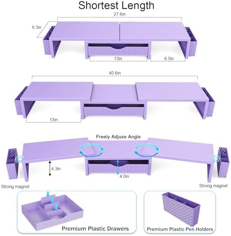 gianotter Dual Monitor Stand Riser With Drawer and 2 Pen Holders