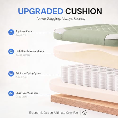 Desk Computer Gaming Chair - High Back Ergonomic Office Chair with Footrest and Lumbar Support, Swivel Comfy Home Gamer Video Game Chairs with Pocket Spring Cushion for Adults (Green Fabric)