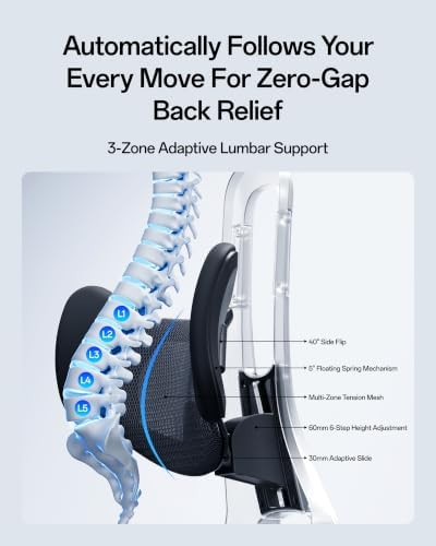 Hbada E3 Pro 2026 Edition Ergonomic Office Chair, Mesh Desk Chair with 3-Zone Floating Lumbar Support, Upgraded 4D Headrest, 720° Armrests, Black with Footrest