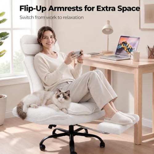 Big and Tall Office Chair, Flip Armrests for Pets & Cross Legged Sitting