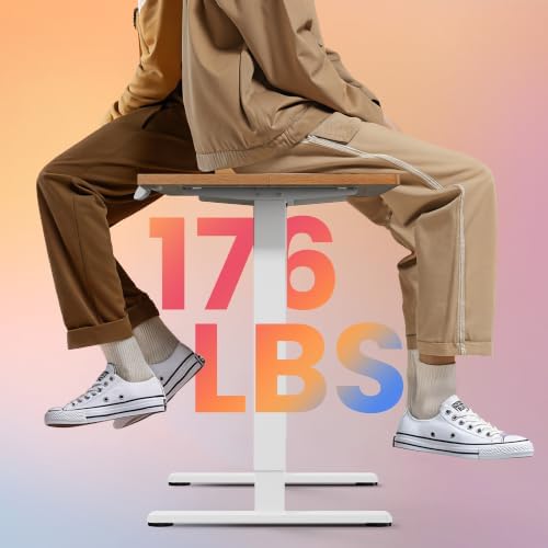 HUANUO 48x24 Inch Electric Standing Desk, Adjustable, Light Vintage Brown