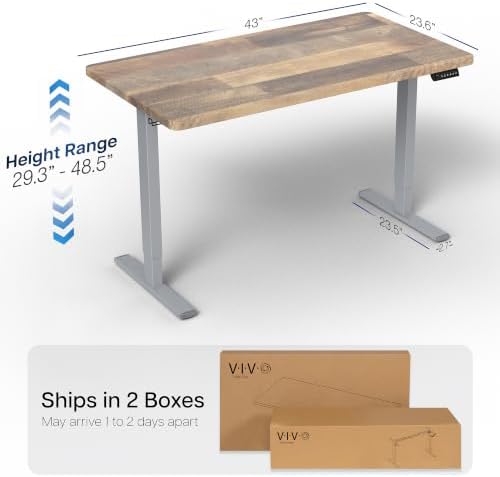 VIVO Reclaimed Wood 43 x 24 in Standing Desk, DESK-KIT-1G4P