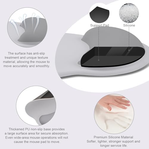MOSISO Wrist Rest Support for Mouse Pad&Keyboard Set, Gray