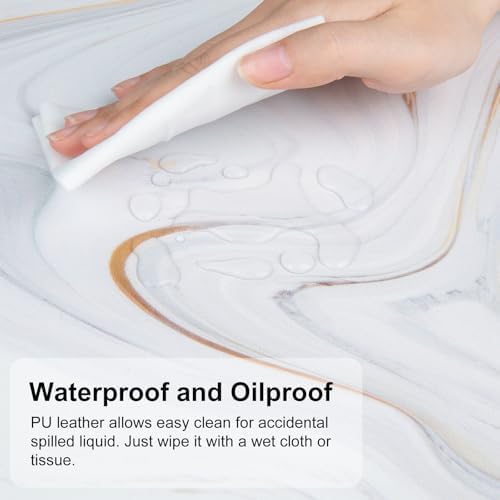 QiyI PU Leather Large Mouse Pad, Office Decor, 31.5" x 15.7", Gold Striped