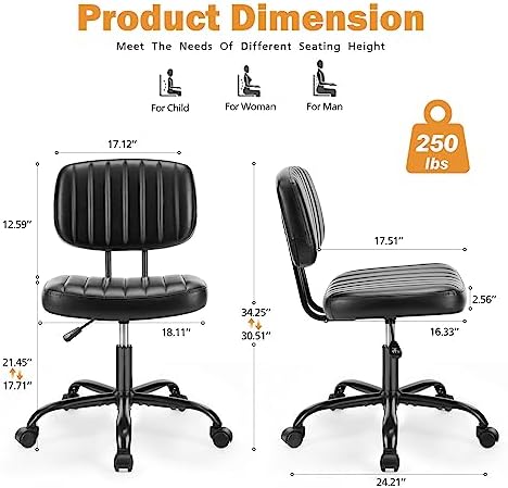 Sweetcrispy Office Desk Chair, Small Home Vanity Chair, Lumbar Support