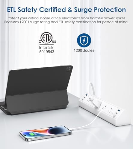 Jgstkcity Desk Clamp Power Strip USB C,Table Surge Protector