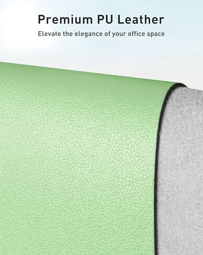 Aothia Faux Leather Desk Mat - Large Mouse Pad, Non-Slip PU Leather Blotter, Waterproof Writing Surface for Office and Home (Foam Green, 40" x 24")
