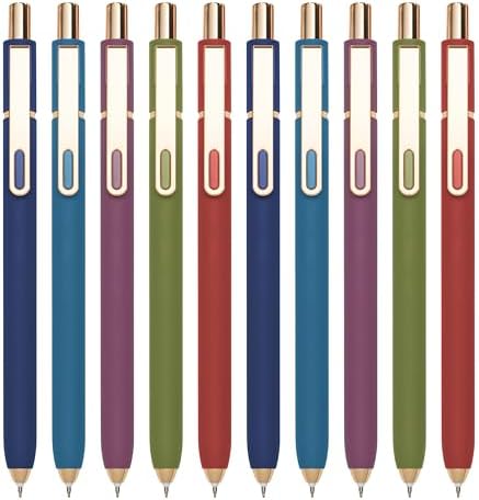 Linbsunne Gel Pens Black Ink Pens for Office 0.5mm Fine Point Pen Smooth Writing Retractable (Vintage-10 pcs)