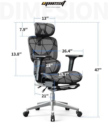 Mesh Office Chair,Ergonomic Computer Chair,Adjustable Lumbar High Back Desk Chair 400lbs,4D Adjustable Armrests & Removable Headrest,Breathable Mesh Chair for Adults,Home Gaming & Workplace(Black)
