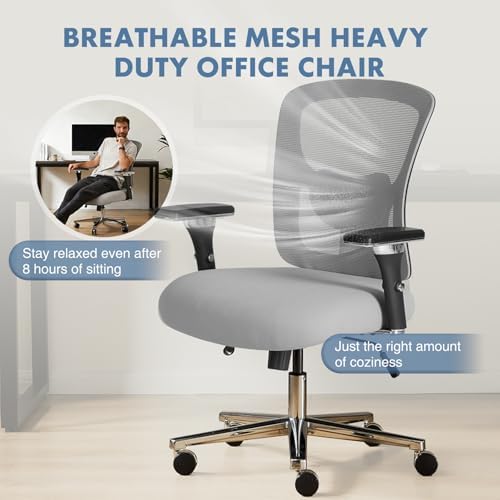 DUMOS Big and Tall Office Desk Chair, 500lbs Heavy Duty Mesh Chair