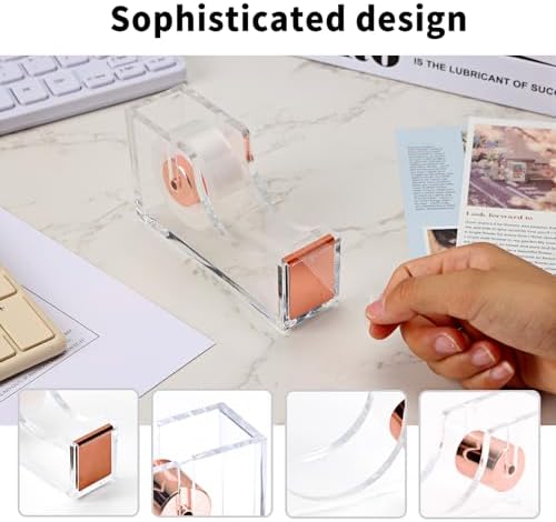 EOOUT Rose Gold Desk Accessories, Office Supplies and Accessories Set, Acrylic Stapler Set, Staple Remover, Phone Holder, Pen Holder, Scissor, Ruler, Transparent Tape