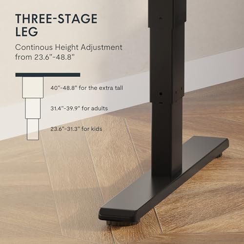 FLEXISPOT E6 Bamboo 3-Stage Dual Motor 60 x 30 Electric Standing Desk Sit Stand Up Desk, Holds 220 lbs, Adjustable Height w/Memory Presets, Solid Bamboo Curved Desktop & Black Frame, Ships in 2 Boxes