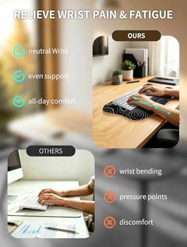 Ergonomic Keyboard Stand, Wrist Rest & Mouse Pad, Memory Foam Wrist Support