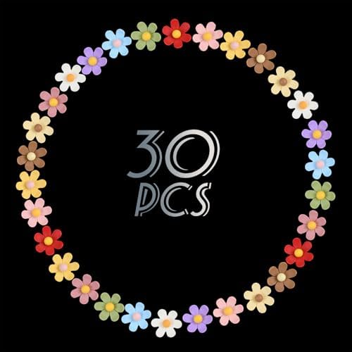 30 Pcs Flowers Push Pins Decorative Thumb Tacks in 10 Colors Cute Office Decor for Cork Board Bulletin Board, Photos Wall Maps and Other Offices Schools Supplies Christmas Decoration