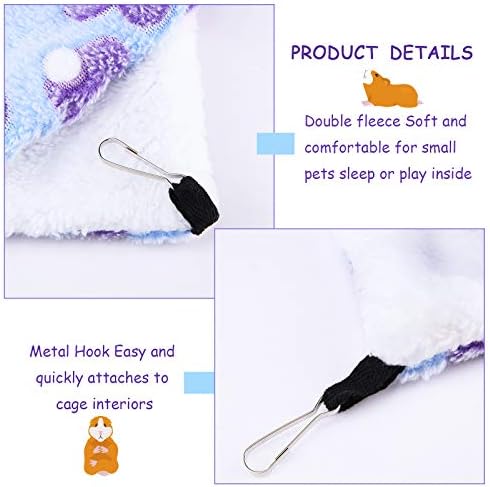 Boao 2 Pcs Guinea Pig Rat Hammock for Pet, Purple, Coffee, Heart Pattern | Ferret Hamster Hanging Hammock, Guinea Pigs Accessories, for Small Animals Chinchilla Parrot Sugar Glider Ferret Squirrel
