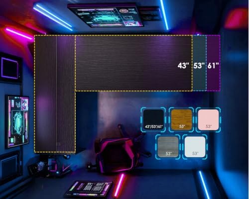 AODK L Shaped Desk Gaming Desk with LED Light & Power Outlet