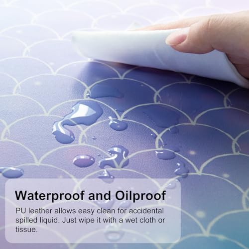 QiyI PU Leather Large Mouse Pad, 31.5" x 15.7", Gradient Fish Scales