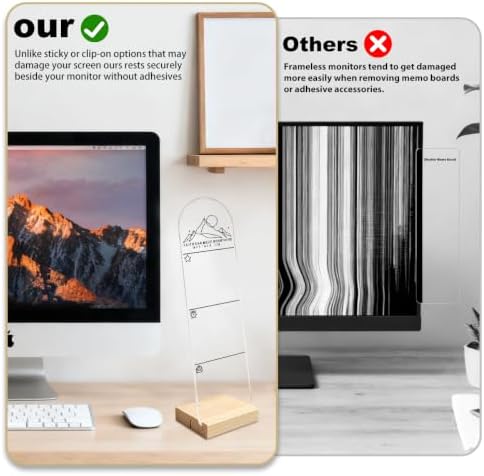 Monitor Memo Board, Sticky Note Holder, Message Board, Acrylic Desk Organizer with Wooden Base with 100Pcs Notes Faith Can Move Mountains Matthew 17:20