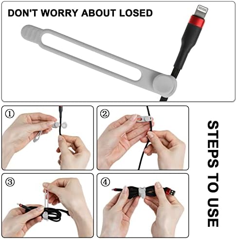 Silicone Cable Ties, Cord Organizer Cable Management(16Pcs-Grey)