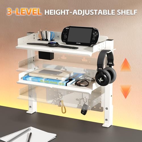 Metal Clamp On Desk Shelf,Storage Shelves with Pegboard and Pencil Holder