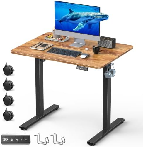 32" Small Rolling Electric Standing Desk Adjustable Height for Home Office
