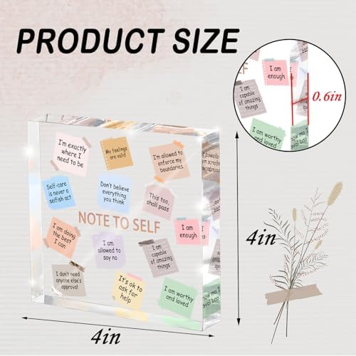 Inspirational Desk Decoration - 4x4" Acrylic with Inspirational Quotes, Perfect for Dorms and Offices, Daily Positive Affirmations, Therapist Room Decor, Positive Workspace Sign, and Wellness Gift