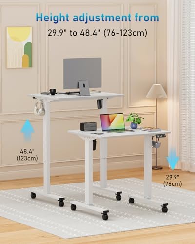 32" Small Rolling Electric Standing Desk Adjustable Height for Home Office