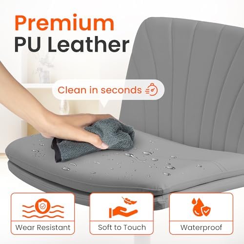 Orange Factory Criss Cross Chair, Wide Leather Vanity Desk Seat, Grey Pu
