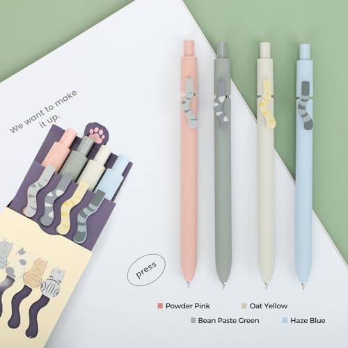 Ddaowanx Cute Cat Pens Set,8 Pcs 0.5mm Quick Dry Black Ink Gel Pens
