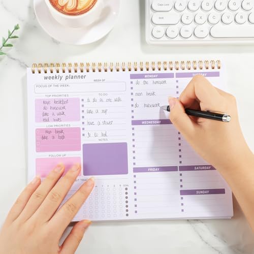 Thboxes Weekly Desk Planner, 8.5x11In To Do List Notepad, 52 Sheets, Purple