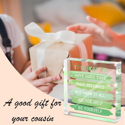 Mental Health Office Decor - Green 4 Inch Acrylic Tabletop Sign, Inspirational Desk Accessories for Workplace Wellness, Motivational Quote for Therapy Office & Home Desk