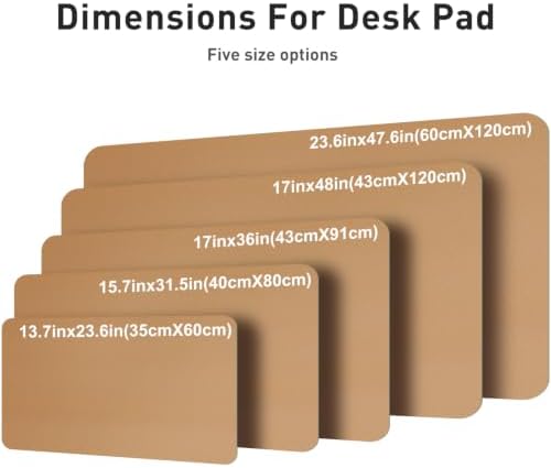 Aothia Faux Leather Desk Mat, Waterproof Desk Pad (Khaki, 48" x 17")