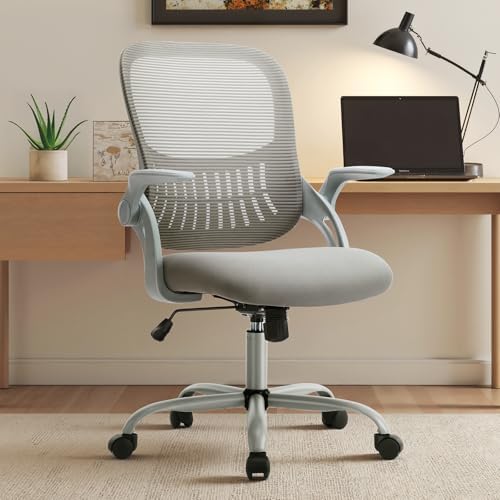 Sweetcrispy Home Office Chair, Mesh Office Chair, Lumbar Support, Grey