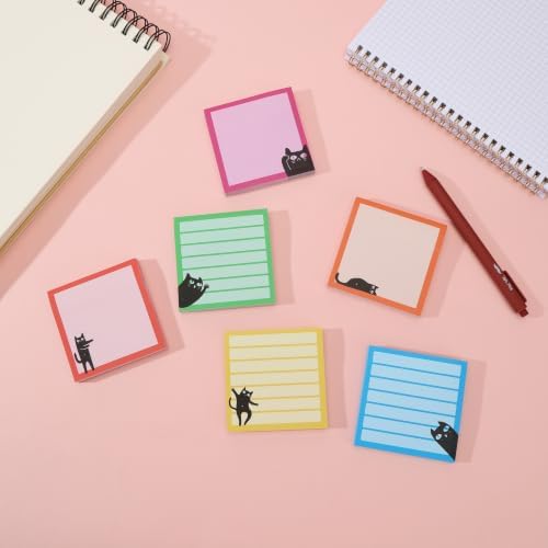 Mr. Pen- Black Cat Sticky Notes Set, 3" x 3", 6 Pads, 480 Sheets