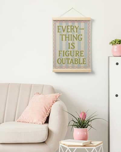 FGFK Everything Is Figureoutable Wall Art Poster Hanger Frame, Motivational Office Decor, Dopamine Positive Affirmations Canvas Prints Framed Wall Decor for Girls Bedroom College Dorm, 12x16 Inch